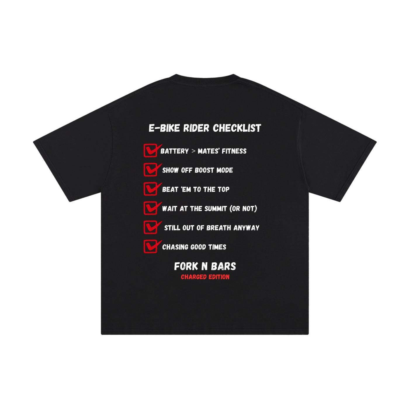 Charged Edition - E-Bike Rider Checklist T-shirt