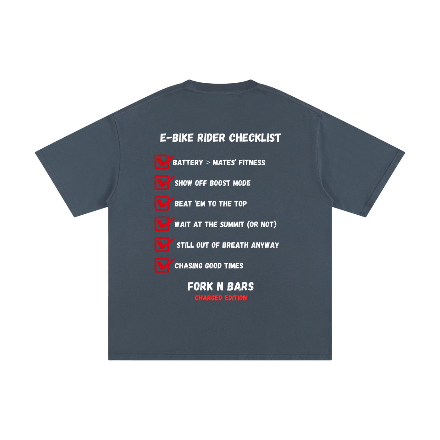 Charged Edition - E-Bike Rider Checklist T-shirt