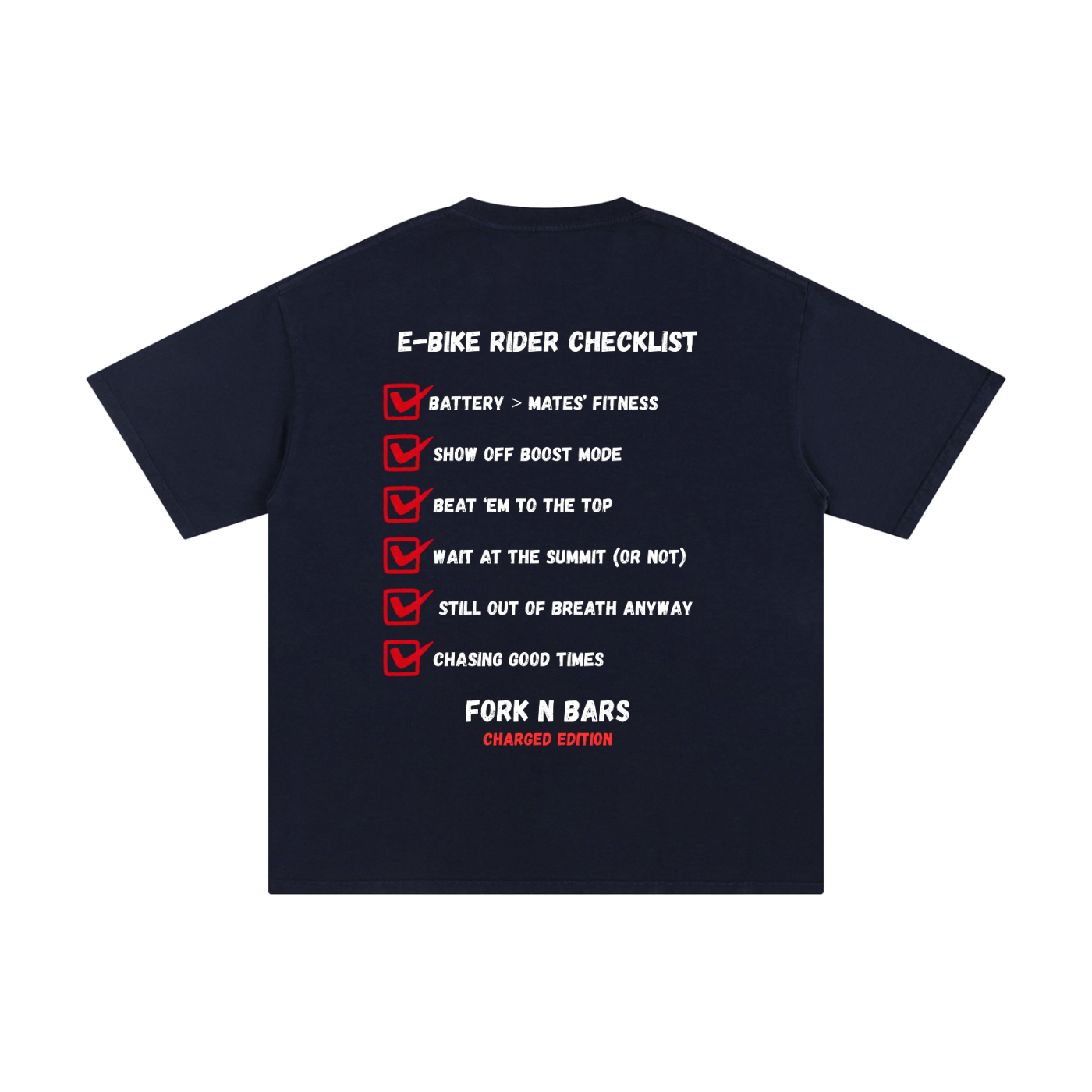 Charged Edition - E-Bike Rider Checklist T-shirt