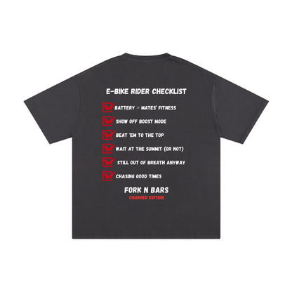 Charged Edition - E-Bike Rider Checklist T-shirt