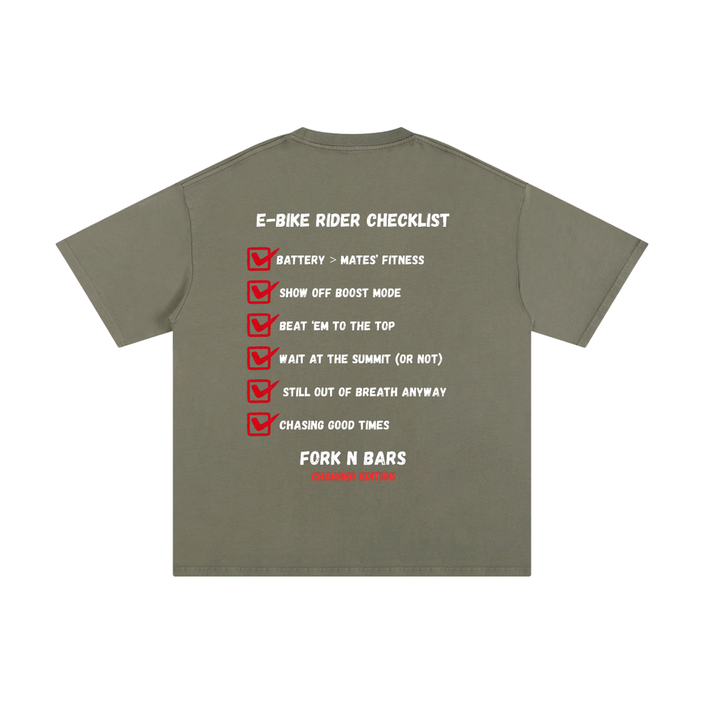 Charged Edition - E-Bike Rider Checklist T-shirt